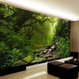 Aangepaste muur doek 3d primaire bos natuur landschap muurschildering behang slaapkamer woonkamer home decor muur bedekkende 3D muur papers 210722