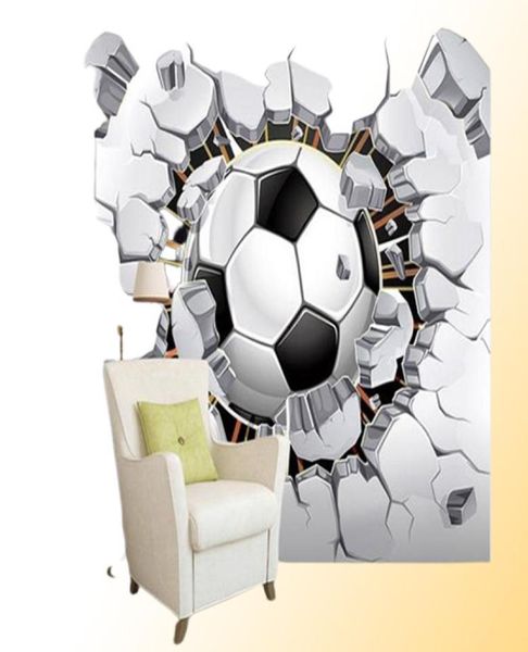 Papel tapiz Mural de pared personalizado, deporte de fútbol 3D, pintura artística creativa para pared, sala de estar, dormitorio, TV, fondo, papel tapiz Po Football6335245