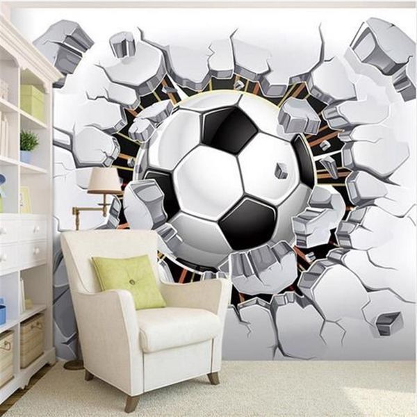 Papier peint Mural personnalisé 3D Football Sport Art créatif peinture murale salon chambre TV fond Po papier peint Football271D