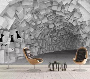 Custom Wallpaper 3D European Retro Extension Space Tunnel Industrial Wind TV Sofa Achtergrond Wall Murals 3D Wallpaper6930311