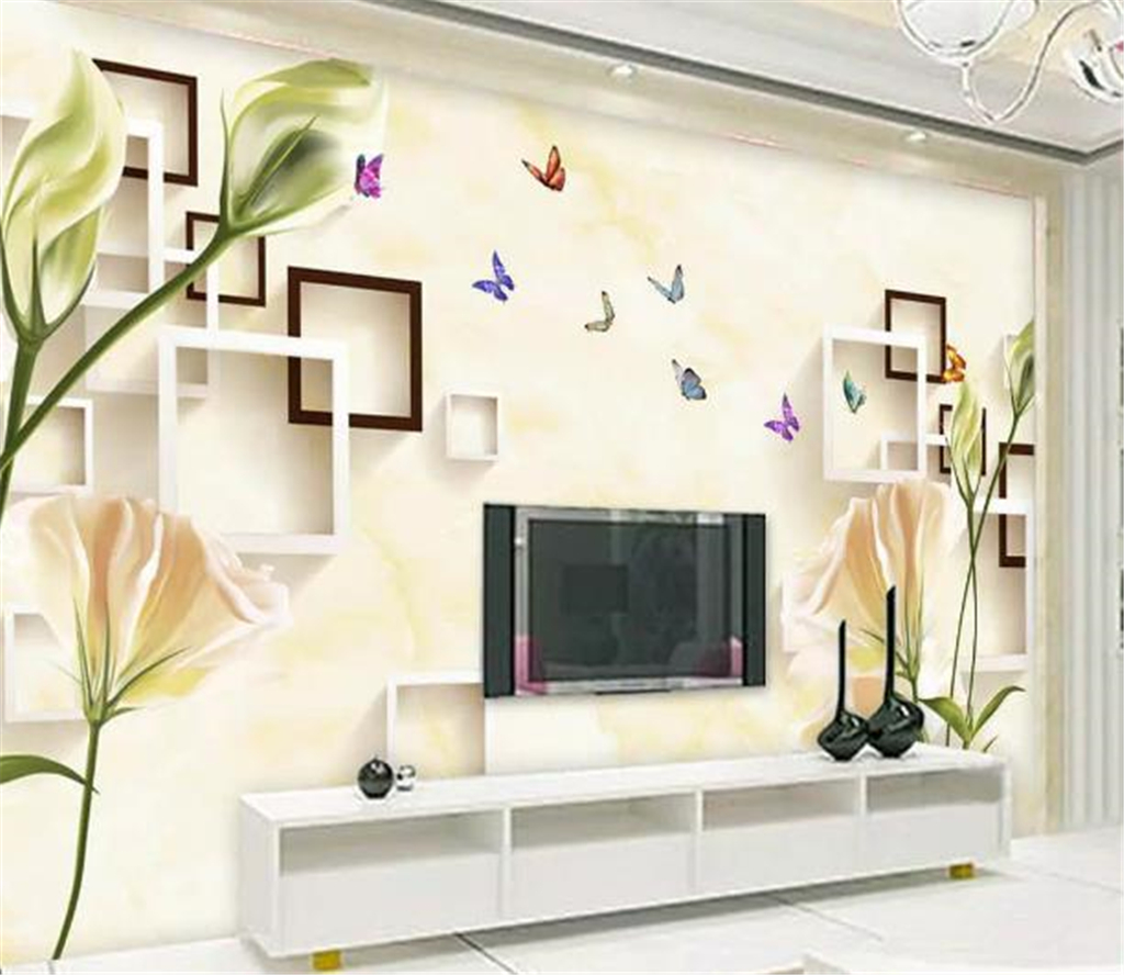 Custom Wallpaper 3d Marble Dream Lily Flower Box 3D Living Room Bedroom Background Wall Decoration Wallpaper