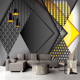 Fond d'écran personnalisé 3d Nordic Geométrique Modèle Murale Salon Room Création Creative Adhesive Amplefroof Wall Sticker Home Decor