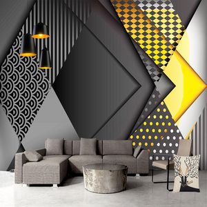 Papier peint personnalisé 3D nordique motif géométrique Mural salon chambre créatif auto-adhésif étanche autocollant Mural décor à la maison