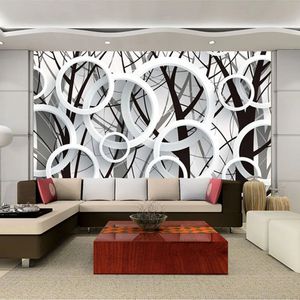 Custom Wallpaper 3d stereoscopische abstracte cirkels boom woonkamer bank tv -achtergrond muurschilden papel de parede