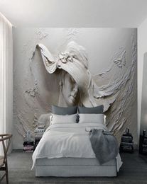 Fond d'écran personnalisé 3D stéréoscopique en relief gris de beauté gris peinture moderne abstrait art mur mural salon chambre peint wallpaper3356495