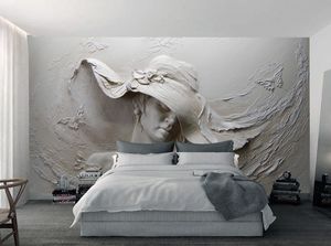 Fond d'écran personnalisé 3D stéréoscopique en relief gris de beauté gris peinture moderne abstrait art mur mural salon chambre peint papier peint7427709