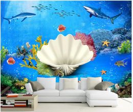 Aangepaste behang voor muren 3d foto wallpapers muurschilderingen moderne mooie hd onderwater wereld vis tv achtergrond muurpapieren home decor