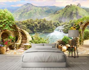 Papier peint personnalisé mural salon chambre jardin montagne lac fond mur mural autocollants photo fonds d'écran sur le mur 3d et 5d