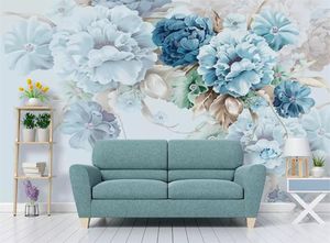 Fond d'écran personnalisé Mural Nordic Freshpage à la main Peony Flower Garden Salon TV Fond Paint Po 3D Wall imperméable 1507156