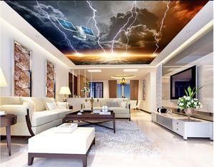 Fonds d'écran personnalisés Fantasy Lightning Starry Sky Plafond Plafond Murals Fonds d'écran pour salon