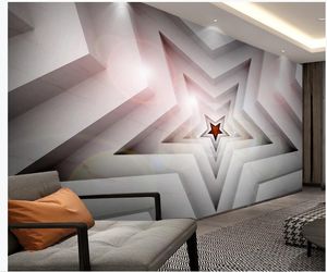 Aangepaste wallpapers moderne behang voor woonkamer driedimensionale pentagram zwart-wit Europese moderne 3d achtergrond muur