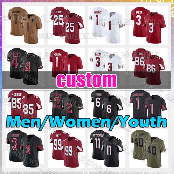 1 Kyler Murray 6 James Conner Maillot de football 85 Trey McBride 11 Larry Fitzgerald Pat Tillman Budda Baker Marquise Brown Rondale Moore BJ Ojulari Jeff Smith Josh Woods