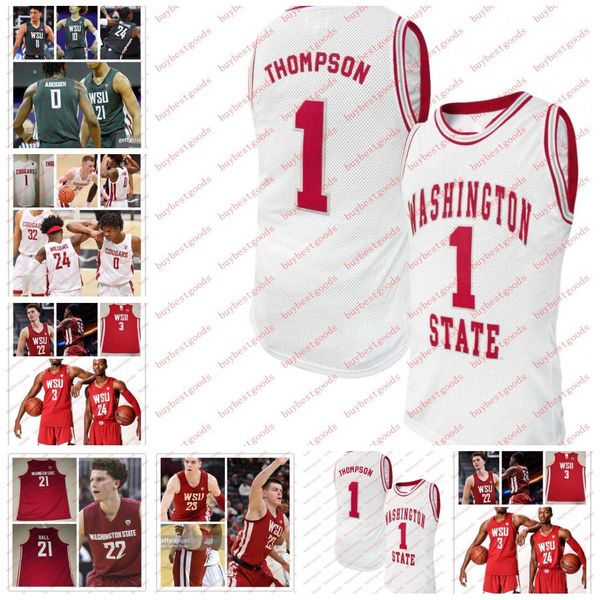 Maillot de basket-ball personnalisé des Cougars de l'État de Washington Reuben Chinyelu Joseph Yesufu Andrej Jakimovski Justin Powell Kymany Houinsou Ben Olesen Myles Rice WSU Jersey