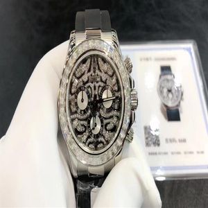 Montre personnalisée diamètre 40 mm 4130 mouvement pack or blanc 18 carats rose Afrique du Sud véritable anneau de forage bouche Mosan Drill Caoutchouc naturel wa271M