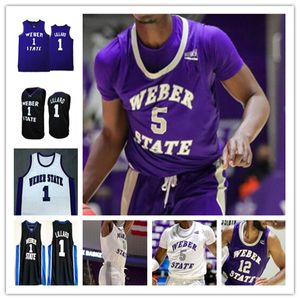 Custom Weber State Wildcats College basketbalshirts Damian Lillard Koby McEwen Dillon Jones JJ Overton Seikou Sisoho Jawara Zahir Porter Cody Carlson Kupsas