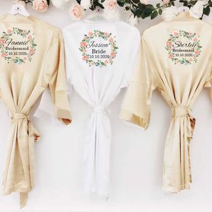 Custom Wedding Bruid Bruidsmeisje Robe Kimono Badjas Moeder Zus van de Birde S 210924