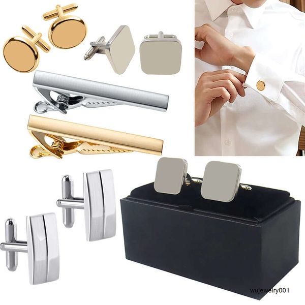 Boutons de manchette de mariage personnalisés pour hommes, coffret cadeau, ensembles de boutons de manchette de chemise pour hommes de luxe