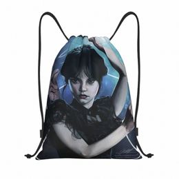 Mercredi personnalisé Addams Horror Comedy TV TrawString Sac à dos Sac à dos Men Femmes Lightweight Gym Sports Sackpack Sacks pour voyager 07me #