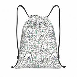 Sacs à cordon de doodles de chiot westie personnalisés femmes hommes hommes légers West Highland White Terrier Dog Sports Gym de rangement Sac à dos K0NQ #