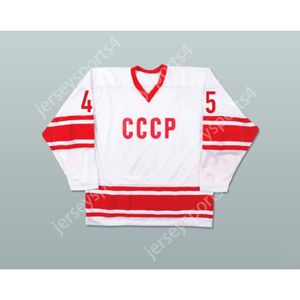 Custom White Donald Trump 45 CCCP Russian Team Hockey Jersey News Fake New Top Stitched S-M-L-XL-XXL-3XL-4XL-5XL-6XL