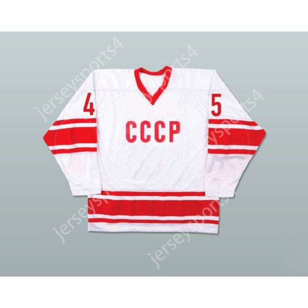 White Donald Trump personnalisé 45 CCCP Russian Team Hockey Jersey Fake News Nouveau top cousé S-M-L-XL-XXL-3XL-4XL-5XL-6XL