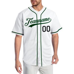 Aangepaste witte groen-zwarte authentieke honkbal jersey