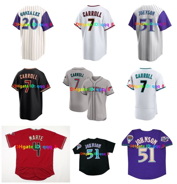 Corbin Carroll Zac Gallen Diamondbacks Maillot de baseball Randy Johnson Christian Walker Ketel Marte Geraldo Perdomo Zac Gallen Merrill Kelly Paul Sewald Taille S-4XL