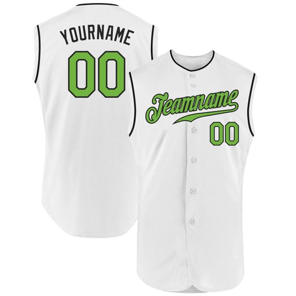 Maillot de baseball sans manches authentique vert fluo-noir personnalisé