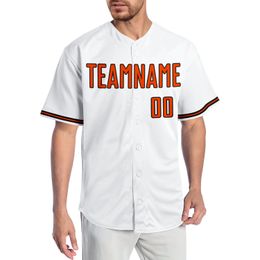 Aangepaste witte oranje-zwarte authentieke honkbal jersey
