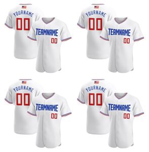 Aangepaste witte rood-royal-2 authentieke Amerikaanse vlag mode baseball jersey