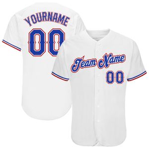 Custom White Royal-Red-909897 Jersey de baseball authentique