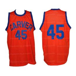 Aangepaste Witte Shadow Warren Coolidge Carver Middelbare school Basketbal Jersey Heren All Gestikte Oranje Elke naam Nummer XXS-6XL Topkwaliteit