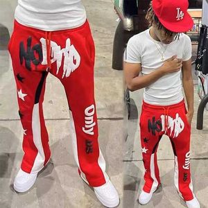 Pantalon évasé de survêtement personnalisé, vente en gros, éclaboussures de peinture Graffiti, respirant, évasé, empilé pour hommes