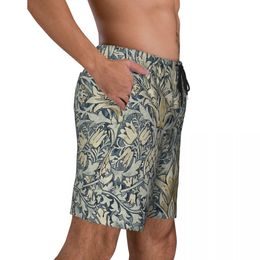 Custom William Morris Snakeshead Pattern Swim Trunks Men Quick Dry Board Shorts Vintage Textiles Bathing Cuisse Board