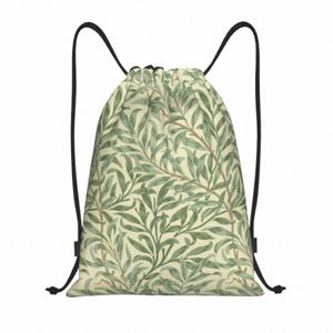 Custom William Morris Willow Boughs Sacs à cordon pour entraîner des sacs à dos de yoga floral motif textile sportif Sackpack R4LQ #