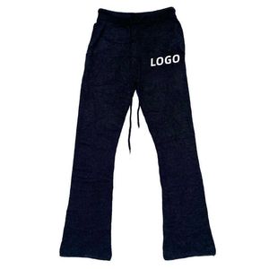 Aangepaste wintermannen gebreide broek fuzzy gebreide mohair broek wijd uitlopende joggingbroek flare trui