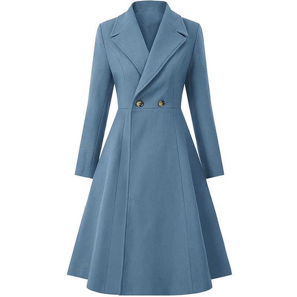 Manteau chaud d'hiver personnalisé pour femme, Double boutonnage, épais et élégant, en laine, Long revers, veste Trench Slim pour femme