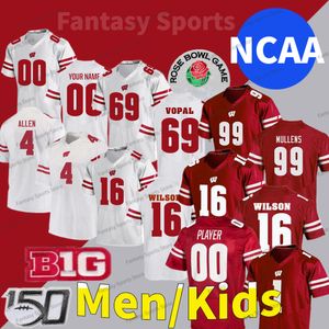 Футбольная майка Custom Wisconsin Badgers 23 Джонатан Тейлор 56 Зак Баун 99 Джей Джей Уотт 25 Майн Гордон 87 Quintez Cephus Ed Ncaa College