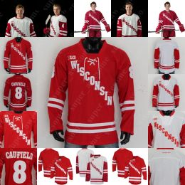 Maillot de hockey personnalisé des Badgers du Wisconsin Brock Caufield Owen Lindmark Jack Gorniak Tyler Inamoto Sam Stange Dominick Mersch Josh Ess Jesper Pe