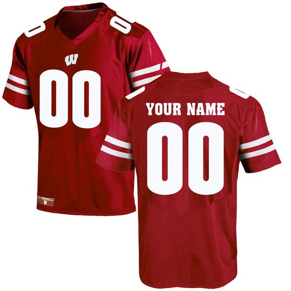 Personnalisé Wisconsin Badgers maillots personnaliser hommes collège rouge blanc nous drapeau mode taille adulte football américain porter maillot cousu