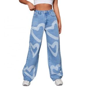 Aangepaste damesjeans Baggy stijl 3D-print Lichtgewicht losse broek voor meisjes Street Fashion ademend denim