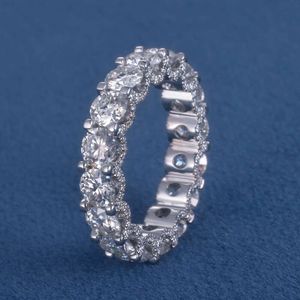 Aangepaste vrouwen S925 zilver 10k 14k 18k Solid Filled Gold 4mm 0,3ct ronde briljant geslepen Moissanite Lab Diamond Eternity band ring