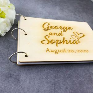 Aangepaste houten cover Guestboek Wedding Memory Album Geschenk voor paar gepersonaliseerde doopfeestje Signature Rustic Guest Book