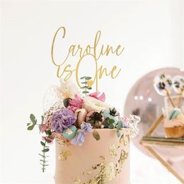 Topper de gâteau d'anniversaire personnalisé en bois ou en acrylique avec nom, fournitures de fête de mariage, cadeau personnalisé, jolies décorations 220707