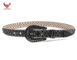 Cinturón de Rhintone negro con diamantes sintéticos con tachuelas Wtern personalizado para niños y hombresSimon1595016