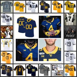 Custom WVU gestikt voetbalshirt 11 Kevin White 13 Andrew Buie 12 Geno Smith 3 Stedman Bailey 8 Karl Joseph 1 Tavon Austin 25 Justin Crawford Rasul Douglas Pat McAfee