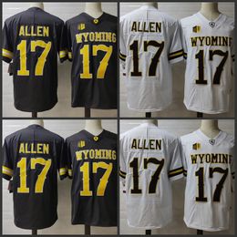 Custom Wyoming Football Jersey NCAA College 17 Josh Allen Black and White Taille S-3xl Adulte Youth All Cousued Embroidery, Custom Any Name Message Us