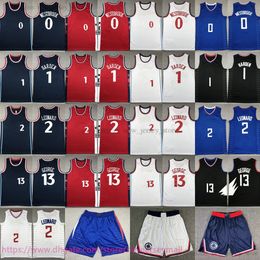 Custom XS-6XL 2 Kawhi Leonard Jersey 2024-25 Nuevo baloncesto 13 Paul George Westbrook James Harden Shorts costados blancos blancos azules transpirables camisas deportivas
