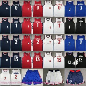 Custom XS-6XL 2 Kawhi Leonard Jersey 2024-25 Nieuw basketbal 13 Paul George Westbrook James Harden Jerseys Shorts Stitched Black White Blue Breathable Sports Shirts