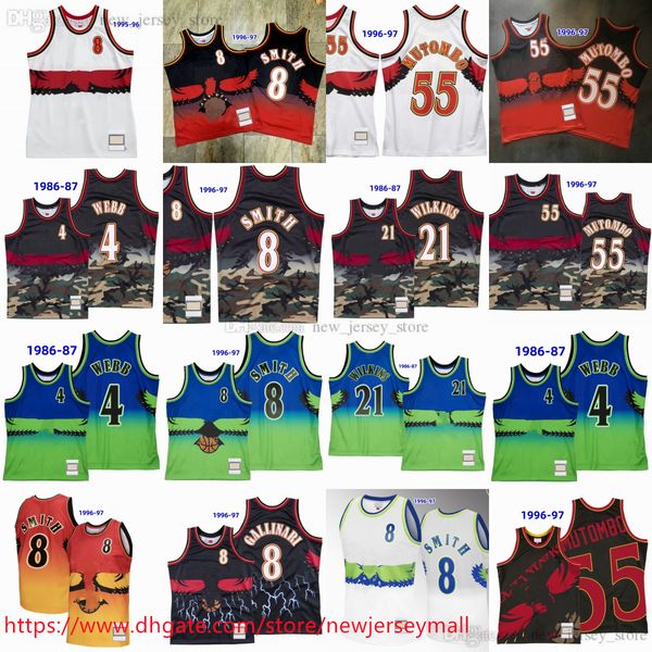 Personalizado XS-6XL Clásico Retro 1996-97 Impresión digital Baloncesto 55 DikembeMutombo Jersey Vintage 8 SteveSmith 4 SpudWebb Jerseys Transpirable Deporte Hombre Mujer Jóvenes Niños